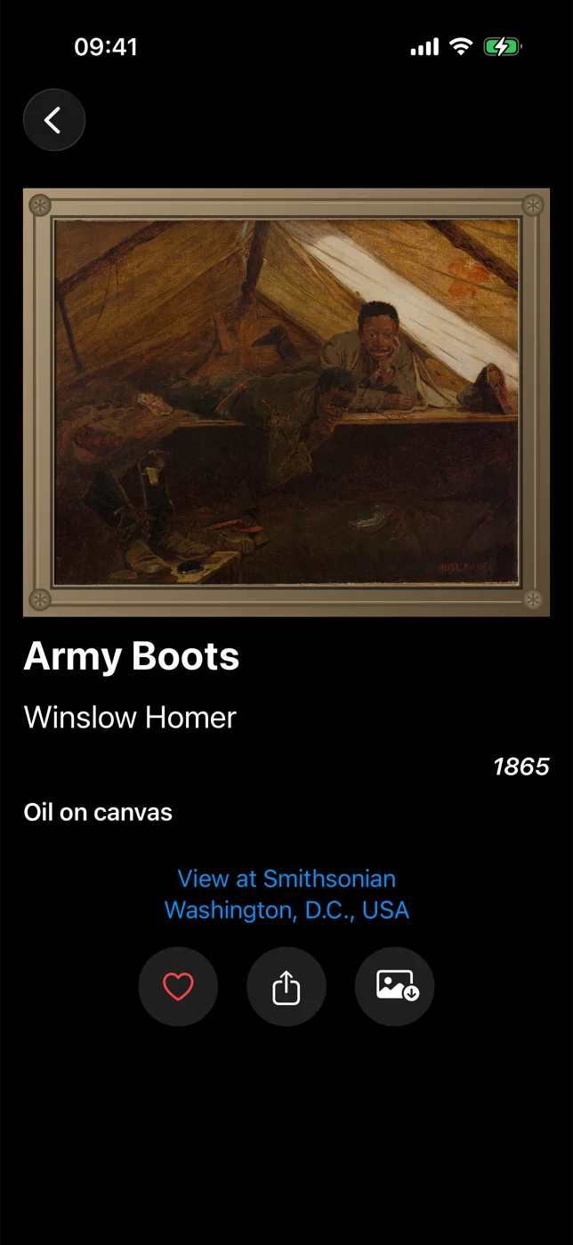 Beautifeye showing Army Boots by Winslow Homer